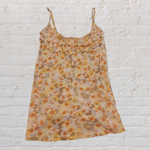 Old Navy floral yellow spaghetti strap tank top women's xs - Picture 1 of 2